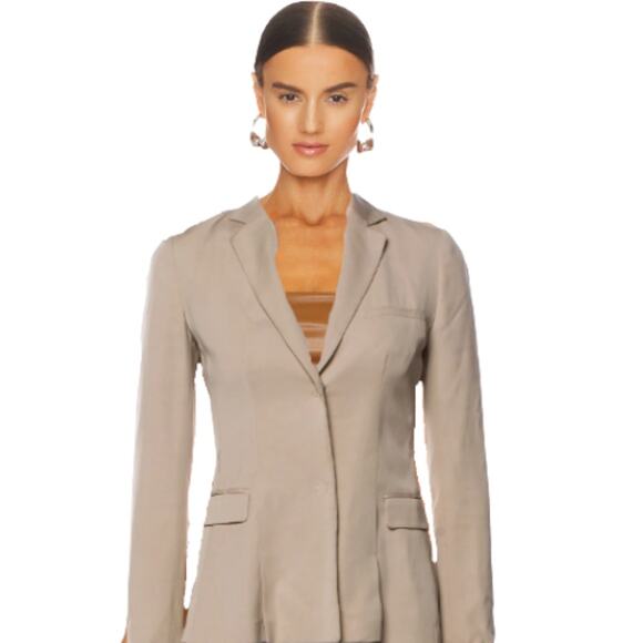 LIU JO Blazer Luxury Tailored Wool Blend Jacket in Tan Size Medium - Picture 1 of 4